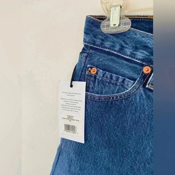 Redone X Levi’s high rise stove pipe jeans in indigo size 26 - Picture 6 of 6